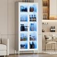 thumbnail image 7 of WOOW DEPOT 67" Curio Display Cabinet with 20-Color RGB Lights, Tempered Glass Doors, 4 Adjustable Shelves, Metal Storage Bookcase for Collectibles/Kitchen Pantry, White, 7 of 7