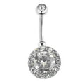 thumbnail image 2 of lionlar Round Belly Button Rings Multicolor Crystal Bar Ball Navel Rings White, 2 of 9