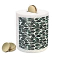 thumbnail image 2 of Leaves Piggy Bank, Dotted Background with Foliage Pattern with Black Stripes Nature, Ceramic Coin Bank Money Box for Cash Saving, 3.6" X 3.2", Pale Green Slate Blue, by Ambesonne, 2 of 4