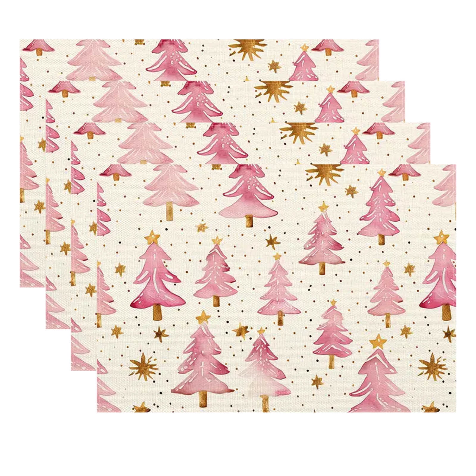 Eoozwa Christmas Placemats Table Placemats Set of 4 Plastic Seasonal Table Mats Decoration Washable Winter Xmas Holiday Decoration for Home Kitchen Dining Room Gifts 17.72x11.81 in