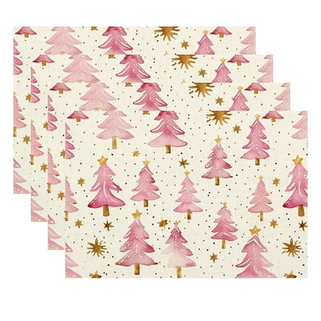 Eoozwa Christmas Placemats Table Placemats Set of 4 Plastic Seasonal Table Mats Decoration Washable Winter Xmas Holiday Decoration for Home Kitchen Dining Room Gifts 17.72x11.81 in