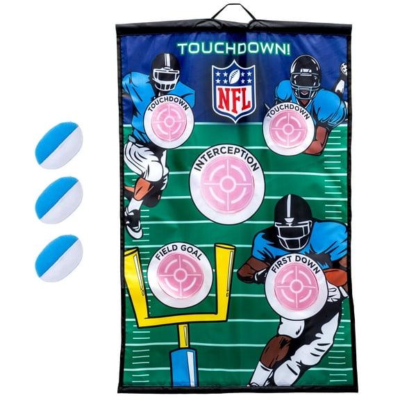 Franklin Sports NFL Football Target Toss Game - Kids Over the Door Mini Football Throwing Game with (3) Mini Footballs - Perfect Indoor Football Toy for Kids - 36" x 24"