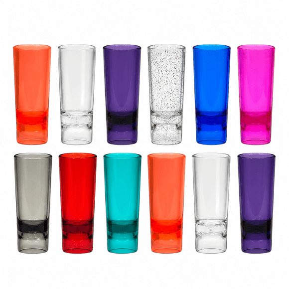Set de 12 Vasos Tequileros 60 ml 2 oz Colores Surtidos para Tequila Mezcal y Shots