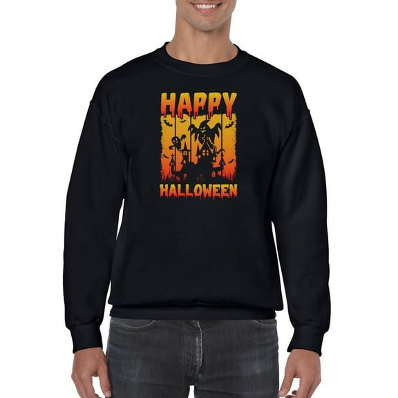 Happy Halloween Spooky House Sweatshirt Men -Image by Shutterstock, Male Large