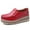 Red, variant on Women's Casual Loafers Slip On Leather Wedges Shoes Casual Platform Walking Shoes Female Classic Flats Boat Shoes