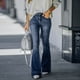 thumbnail image 5 of Pantalones acampanados de color sólido informales a la moda para mujer, pantalones vaqueros con bolsillo, pantalones vaqueros para mujer Fridja  hfkajh103386, 5 of 9