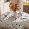 thumbnail image 3 of Fall Color Wild Flowers Pumpkin Tablecloth Round Washable Table Covers for Home Party Decorations 60x60 Inch, 3 of 5