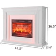 thumbnail image 3 of BOSHIRO 44" LED Electric Fireplace with Mantel, White Entertainment Center with 23" Red Brick Insert for Living Room or Bedroom, 3 of 8
