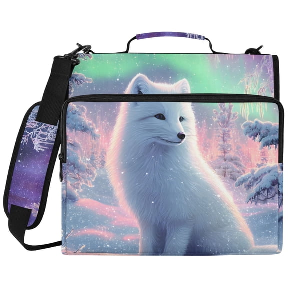 ALAZA Zipper Binder Fox Winter Night Pattern 2 inch 3 Ring 500 Sheet Capacity Trapper Keeper File Folder Organizer Bag