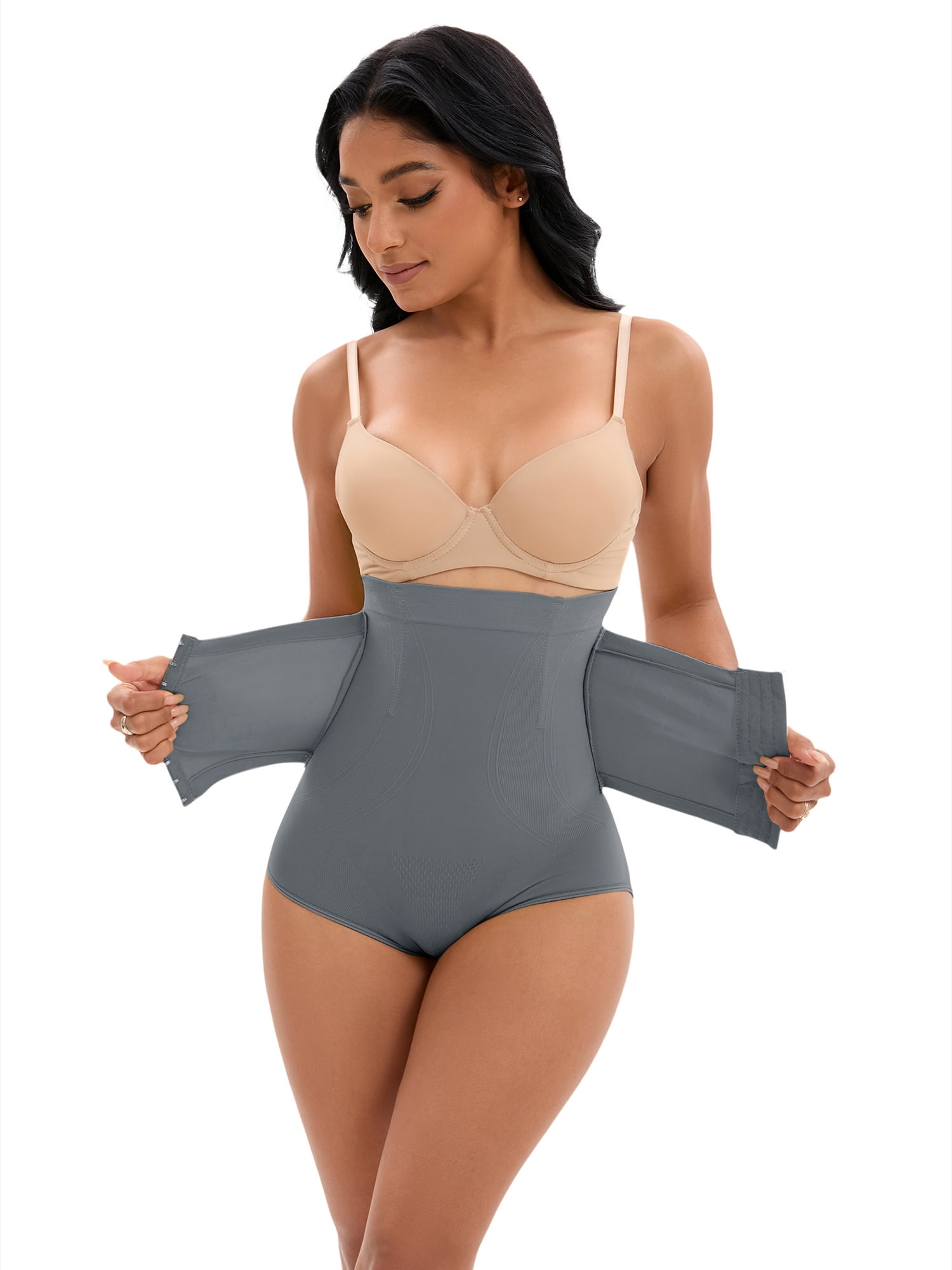 Unique Bargains Women's Front Hook Closure Briefs High Waist Shaperwear Panties L Blue