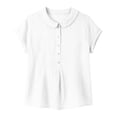thumbnail image 6 of VBVC Women's Peter Pan Collar Short Sleeve Blouse, Ladies' Button Down Breathable Casual Top, Solid Color Loose Fit Work Shirt For Women,White,S-2XL, 6 of 7