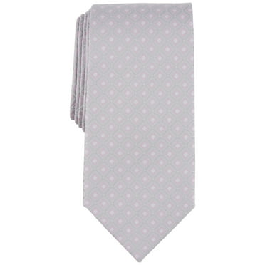 Michael Kors Men's Hempstead Grid Tie Silver Necktie