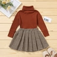 thumbnail image 4 of Coerni Toddler Baby Girls Skirt Set Turtleneck Knitwear Sweater Ribbed Tops And Plaid Pleated Skirt 2Pcs Outfits Set, 4 of 7