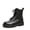 Black Boots, variant on hopeusnice Round Toe Lace Up Elastic Panel Ankle Boots Women Leather Boots for Club Black 35