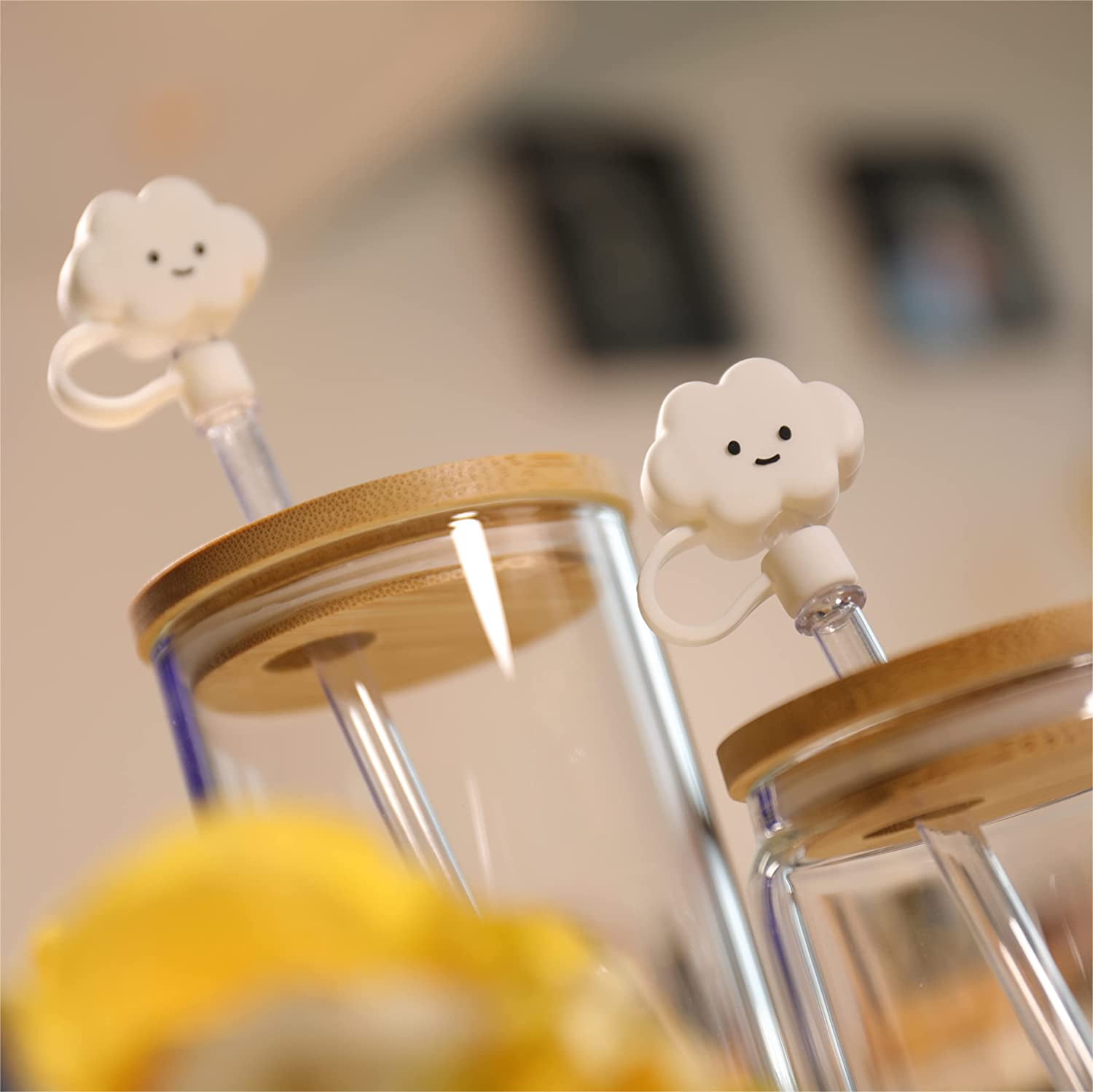 Creative Silicone Cloud Straw Cover No Peculiar Smell Durable Straw Plug  for Cup Straw Accessories White Cloud
