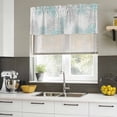 thumbnail image 4 of Aqua White Curtain Valances for Windows, Kitchen Valance Window Treatments Panel 2 Pack, Abstract Grey Chrysanthemum Flower Floral Rod Pocket Short Curtains for Bathroom Bedroom 54 x 18 Inch, 4 of 8