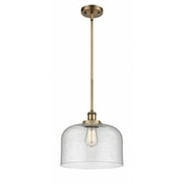 916-1S-BB-G74-L-Innovations Lighting-Bell - 1 Light Stem Hung Mini Pendant In Industrial Style-10 Inches Tall and 12 Inches Wide-Brushed Brass