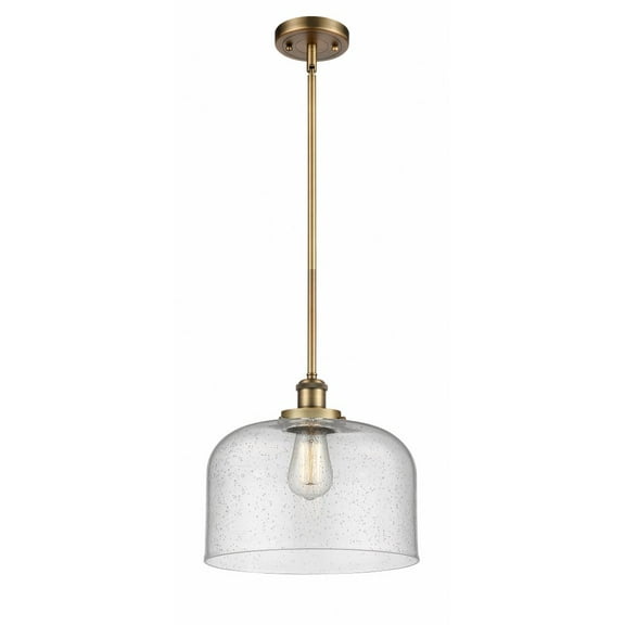 916-1S-BB-G74-L-Innovations Lighting-Bell - 1 Light Stem Hung Mini Pendant In Industrial Style-10 Inches Tall and 12 Inches Wide-Brushed Brass