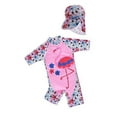 thumbnail image 2 of Little Girl Pink Flamingo One-Piece Rash Guard Swimsuit with Sun Hat, 2 of 17