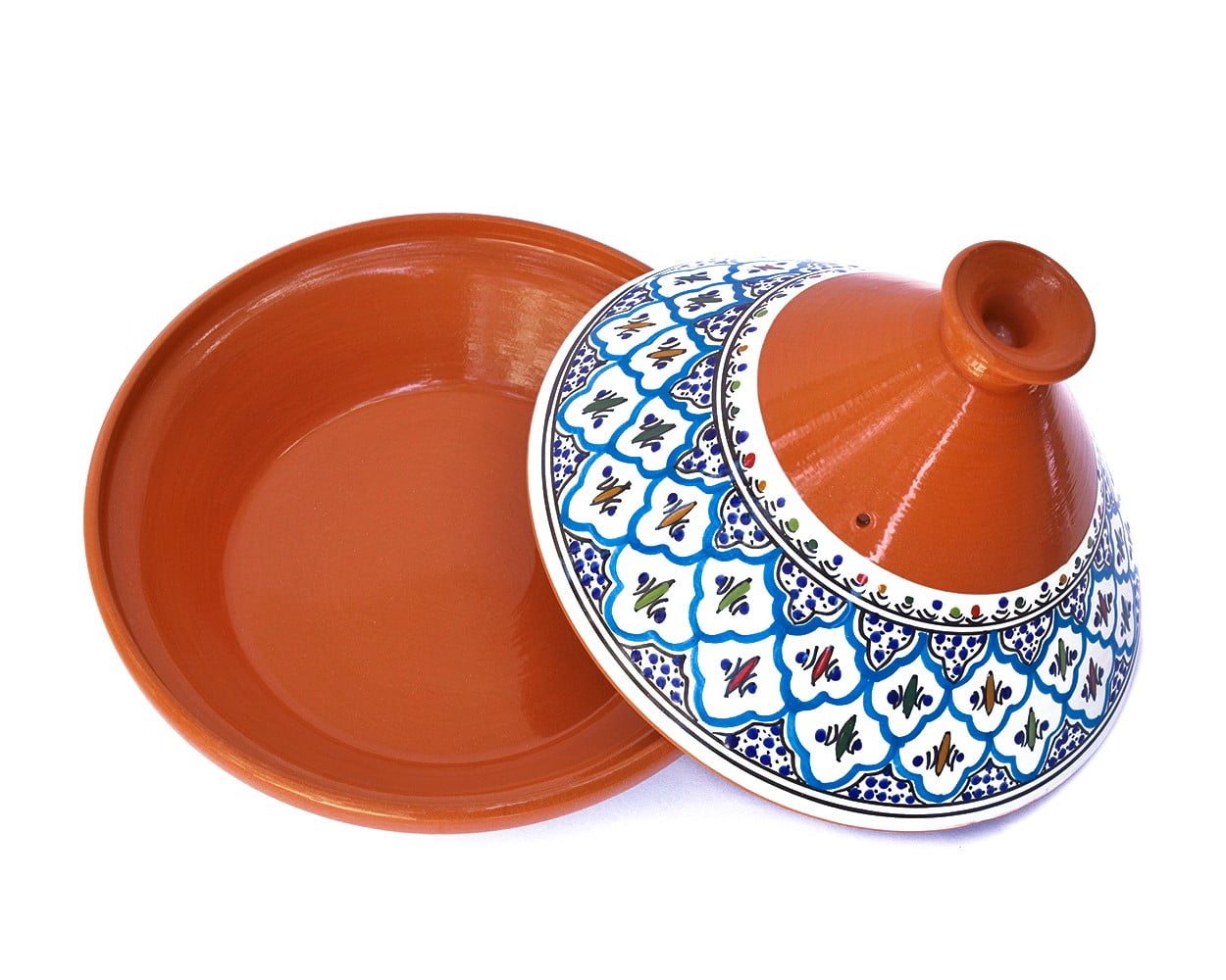 Moroccan Serving Tagine Handmade Ceramic Tajine Dish Exquisite 8" White & Black