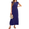 thumbnail image 2 of Fantaslook Womens Maxi Dress Round Neck Sleeveless Sundress Loose Split Wrinkle-Free Summer Long Dresses with Pockets, 2 of 8