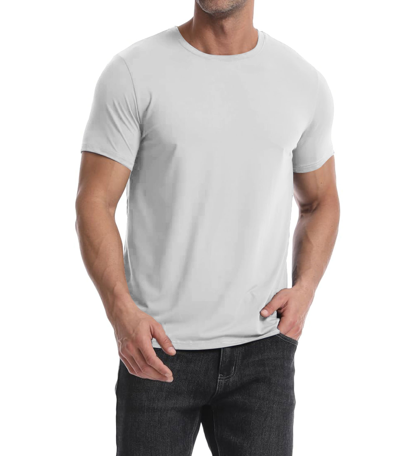 Paquete de 5 Camisetas Deportivas de Malla para Hombre, de Secado Rápido, Cuello Redondo 2