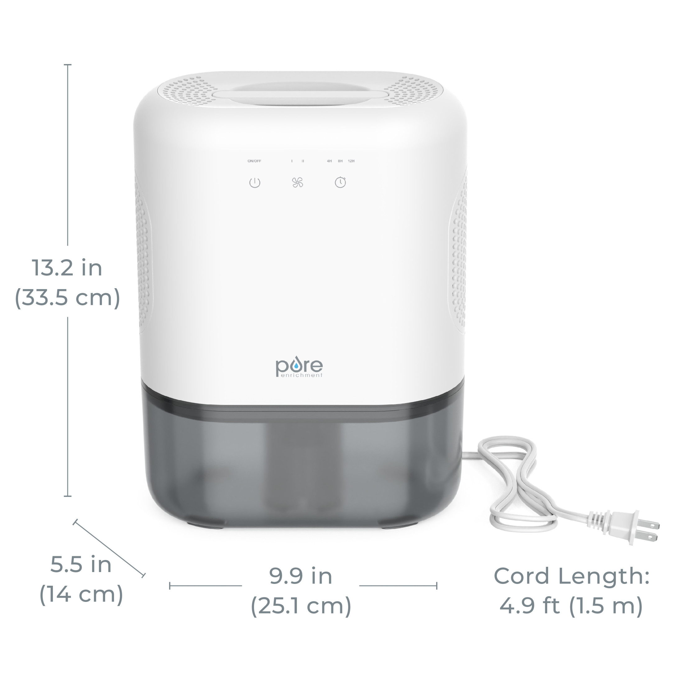 Pure Enrichment PureDry Elite Dehumidifier – Extra-Large 2L Water Tank with Auto Shut-Off, Removes 20 oz. (600 mL) per day of Moisture from Closets, Bathrooms, RVs, Basements, Bedrooms, and Offices