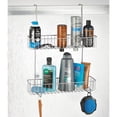 thumbnail image 6 of mDesign Wide Metal Over Door Hanging Shower Caddy, 2 Hooks and Baskets - Chrome, 6 of 7