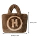 thumbnail image 2 of Bolsas de felpa Causal Fuzzy Bag Color Contraste Moda Letra H para mujeres niñas (Caqui), 2 of 6
