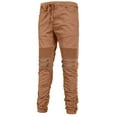 thumbnail image 2 of J. METHOD Men’s Jogger Pants Casual Moto Biker Zipper Slim Fit French Terry Fleece Tapered Leg Elastic Waist NEMP20 Wheat 2XL, 2 of 6