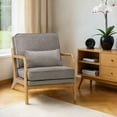 thumbnail image 2 of AFO Modern Upholstered Accent Chair with Solid Wood Frame and Lumbar Pillow, Grey, 2 of 6