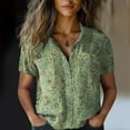 thumbnail image 2 of ZJXFGS Fashion Clothing Fall Tops For Women 2025 Professional Tops For Women Loose Tops For Women Short Sleeve Womens Fall Clothes Women Dress Shirts Y2k Button Up Shirt Women Green XL, 2 of 4