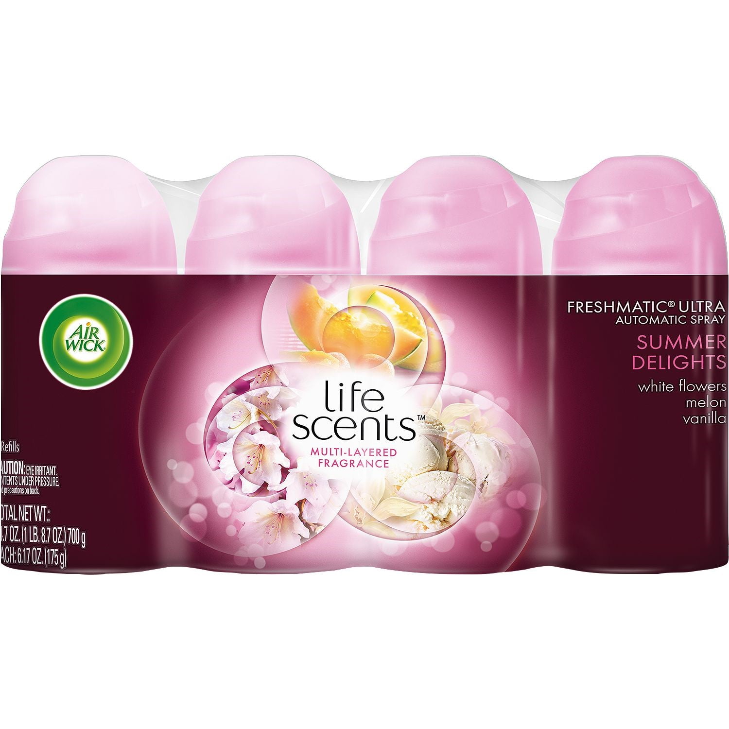 Air Wick Freshmatic Ultra Refills, Summer Delights Scent, 6.17 Oz, 4 Ct