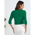 thumbnail image 7 of Chiclily Women's 3/4 Sleeve Cropped Cardigans Sweaters Green Large Lightweight Open Front Shrugs for Women, 7 of 7