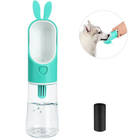 Dog Water Bottle 400ml Leak-proof Cat Dog Drinking Cup Pet Travel Water Cup with Activated Carbon Filter for Pets Outdoor Walking, Hiking,