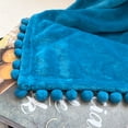 thumbnail image 5 of LOMAO Flannel Blanket Soft Throw Blanket with Pompom Fringe Lightweight Bed Blanket Fit Couch Sofa(90"x 90")(Lake Blue), 5 of 8