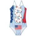 thumbnail image 6 of CCRFTGI 4th of July Girls Swimsuit Summer Beach Bathing Suit One Piece Patriotic America Flag Swimwear Beach Adjustable Strap Girls Clothes Bathing Suits for Kids Light Blue 5-6 Years, 6 of 8