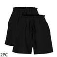 thumbnail image 4 of CheerKidz Fashion Short Pants for Women Solid Color Bandage Elastic Waist High Waisted Casual Summer Pull On Loose Fit Beach Vacation Shorts with Pockets(Black,M), 4 of 8