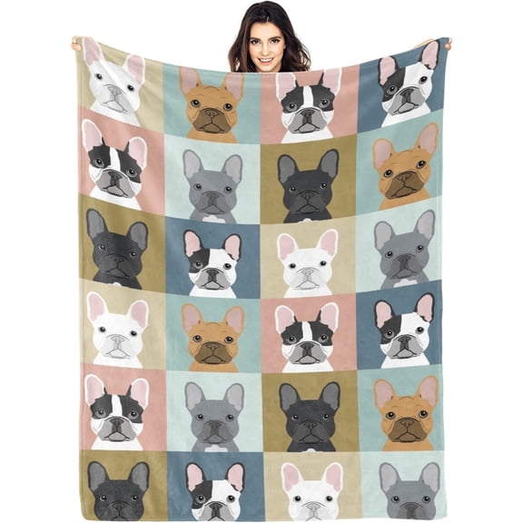 French Bulldog Blanket Gifts Super Soft Bulldog Dog Throw Blanket, Warm Cozy Fluffy Lightweight Blankets and Throws for Couch Sofa Bed