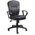 thumbnail image 1 of Boss Office Products Black Leather Task Chair with Loop Arms, 1 of 8