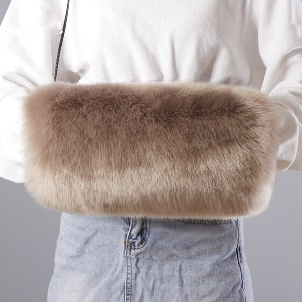 Furry Plush Hand Muffs for Women Girl Lightweight Thicken Faux Furs Warm Hand Muff Winter Outdoor Hiking Hand Warmers