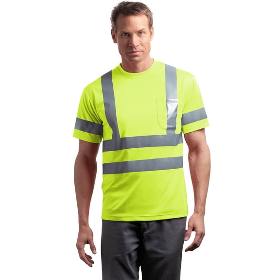 Cornerstone CS408 ANSI Class 3 S-Sleeve Snag-Resistant T-Shirt, Safety Yellow, Small