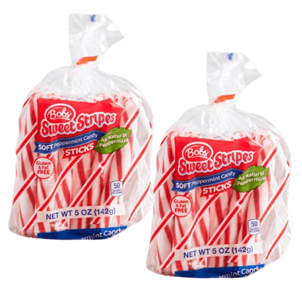 Bob's Sweet Stripes Peppermint Candy Cane, Soft Mint Stir Sticks Real