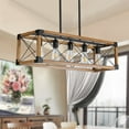 thumbnail image 2 of Pendant Lights Kitchen Island, 5-Light Rectangular Chandelier with Adjustable height boom, Farmhouse Dining Room Light Fixture, E26 Bulb Not Includes, 2 of 8