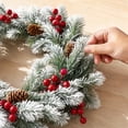 thumbnail image 6 of 18 Inch Artificial White Pine Needle Wreath with Red Berries, Hanging Wreath for Door Window Wall Mantel Winter Christmas Holiday Greenery Decor, 6 of 7