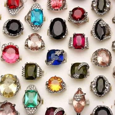 GKNET 20pcs Women Lady's Delicate Jewelry Wholesale Mixed Lots Big Cubic Zircon Rings