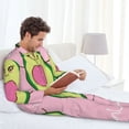 thumbnail image 6 of Naloa Cute Avocado Men’s Pajamas Set - Long Sleeve Button Down Sleep Shirt and Pajama Bottoms Sleepwear Set-, 6 of 7