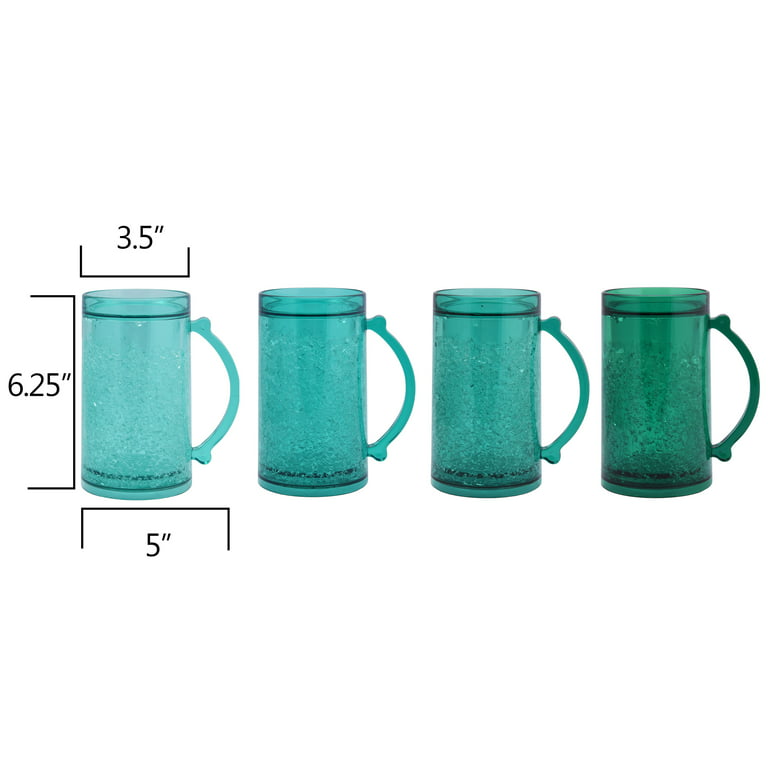 Plastic Cold Mugs with Handle - Bulk Set of 4 Acrylic / Water Filled