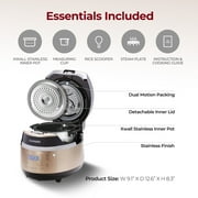 CUCKOO High Pressure Rice Cooker 3-Cup Uncooked / 6-Cup Cooked with Induction Heating Technology, Small Rice Maker with 16 Menu Options and Steam Plate, Voice Guide, Gold (CRP-EHSS0309F)