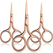 WSNIJFU 3 Pack Small Nose Scissors Facial Hair Scissors Mini Beauty Scissors Stainless Steel Trimming Pointed Scissor for Grooming Eyebrows, Nose, Mustache, Beard (Rose Gold)